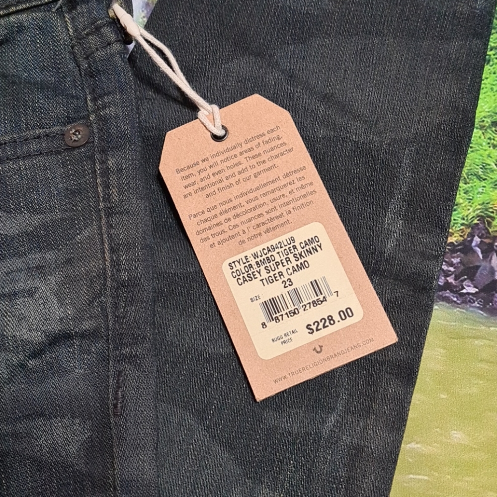 True Religion Skinny Jeans Casey Tiger Camo NWT 23 - Picture 5 of 10